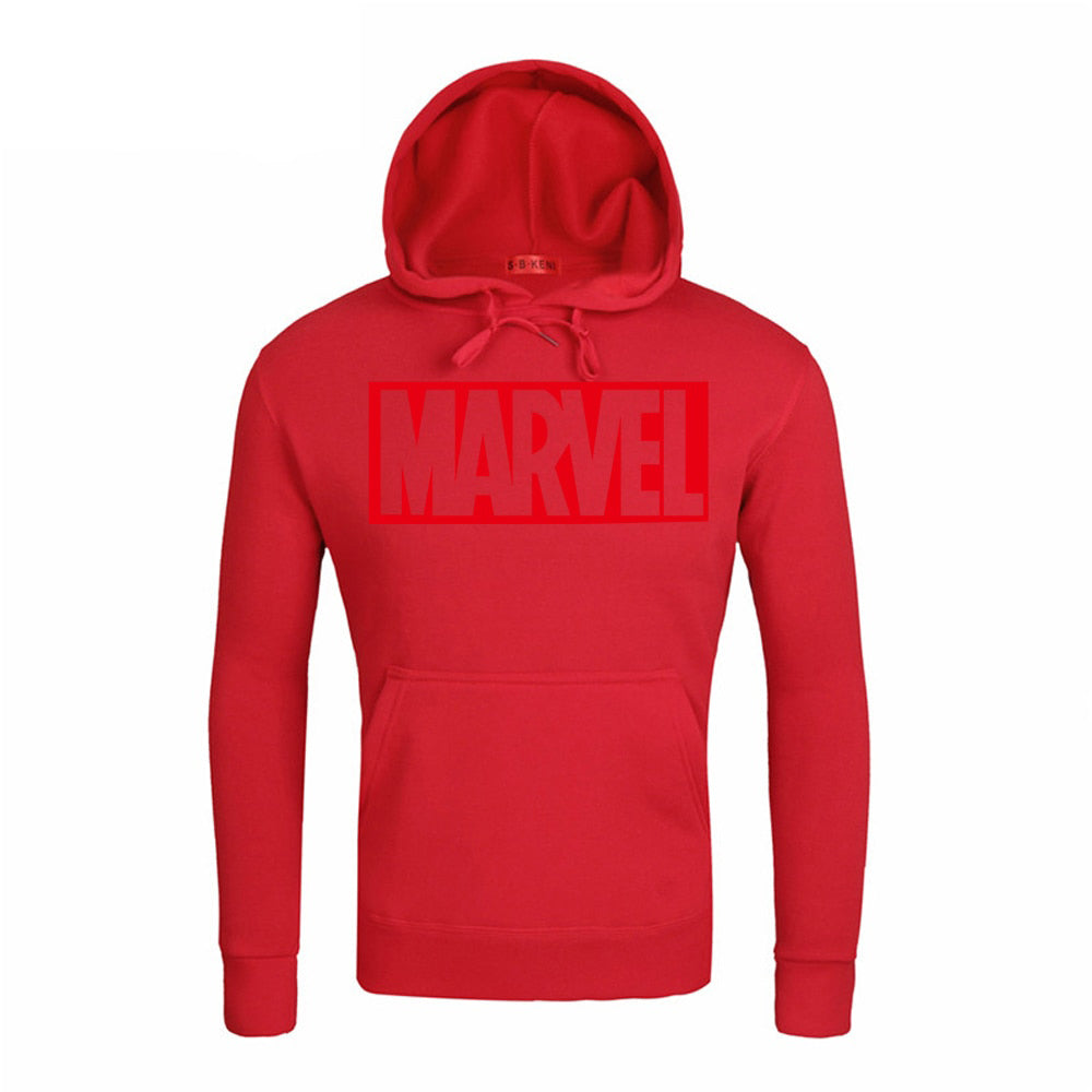 MARVEL Красное Печать Мода Мужские Худи Осень Зима Брендовые Толстовки Мужчины Верхняя Одежда Мужская Худи MARVEL