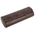 Leather Watch Box with Four Compartments, Handmade Genuine Leather, Egg-Shaped, Portable, Mechanical and Electronic Watch Storage Case