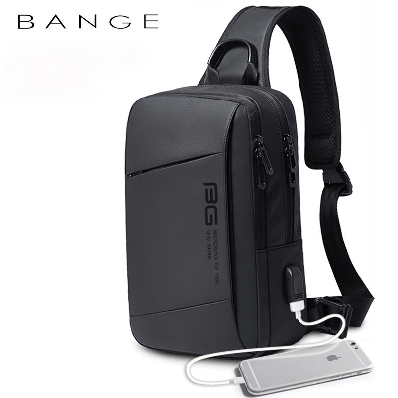BANGE Новая модная универсальная спортивная технологичная USB-сумка для груди для мужчин для бизнеса